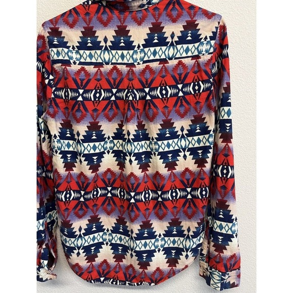 BDG Flannel Beacon Aztec Print Button-Down Shirt Women's Size S Red - Picture 9 of 9